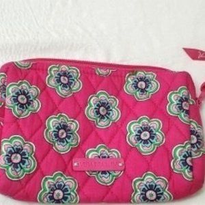 VERA BRADLEY SMALL PINK COSMETIC MAKEUP BAG WITH FLOWERS